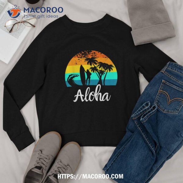 Aloha Hawaii Hawaiian Island Palm Beach Surfboard Surf Shirt