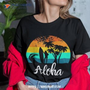 Aloha Hawaii Hawaiian Island Palm Beach Surfboard Surf Shirt