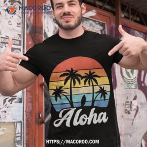 Aloha Hawaiian Island Palm Beach Surfboard Surf Shirt