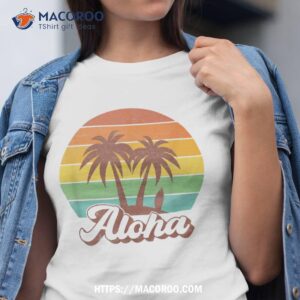 Aloha Hawaiian Island Palm Beach Surfboard Surf Shirt