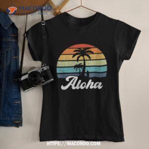 Retro Aloha Hawaii Hawaiian Island Palm Beach Surfboard Surf Shirt