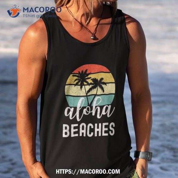 Aloha Hawaiian Island Hawaii Palm Beach Surfboard Surf Shirt