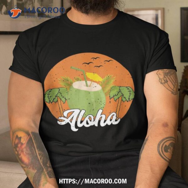 Aloha Hawaiian Island Palm Beach Surfboard Surf Shirt