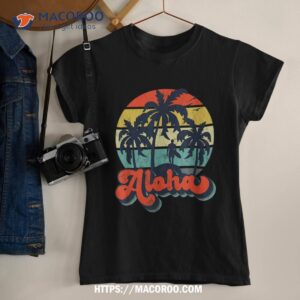 Aloha Hawaii Hawaiian Island Tee Palm Beach Surfboard Surf Shirt