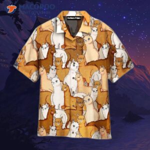 Alpaca Lovers’ Retro-style Patterned Hawaiian Shirts