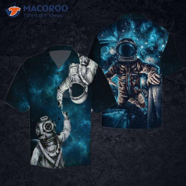 Amazing Astronaut Black And Blue Hawaiian Shirts