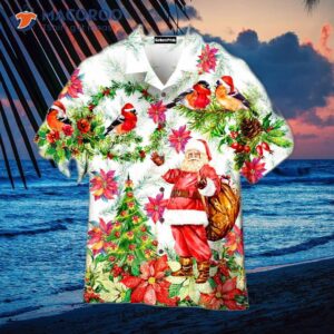 amazing christmas bird santa claus hawaiian shirts 0