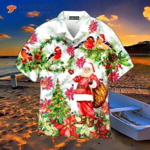 amazing christmas bird santa claus hawaiian shirts 1