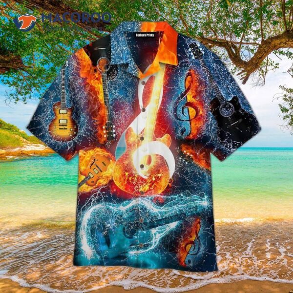 Amazing Fire And Ice Music Note Guitar Hawaiian Shirts