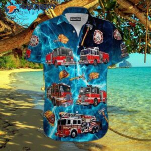 amazing firefighter blue hawaiian shirts 0