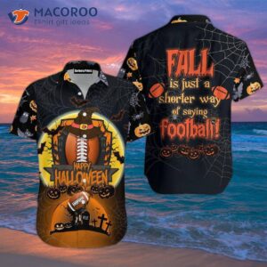 amazing football themed hawaiian black halloween shirts 0