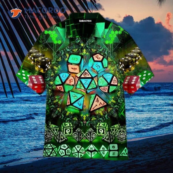 Amazing Glowing Kaleidoscope Dice World Dd Green Hawaiian Shirts