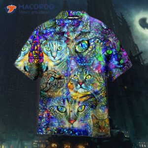 Amazing Kaleidoscope Hawaiian Cat Shirts