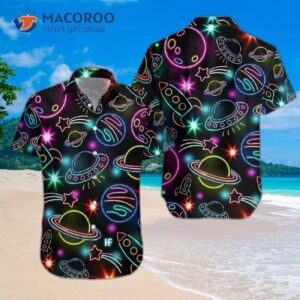 Amazing Neon Space-black Hawaiian Shirts