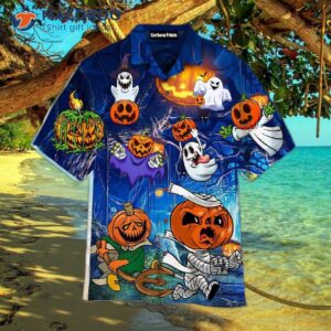 Amazing Pumpkin And Ghost Halloween Hawaiian Shirts