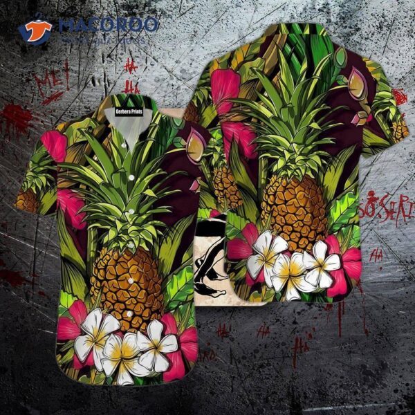 Amazing Tropical Pineapple Frangipani Flower Hawaiian Shirts