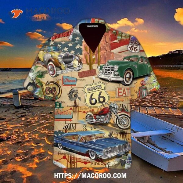 Amazing Vintage Muscle Car On Route 66 Vacation Hawaiian Shirt