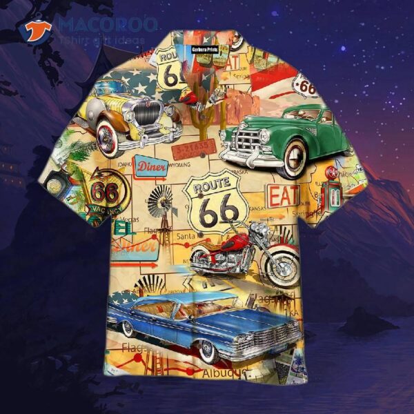 Amazing Vintage Muscle Cars On Route 66 Hawaiian Shirts