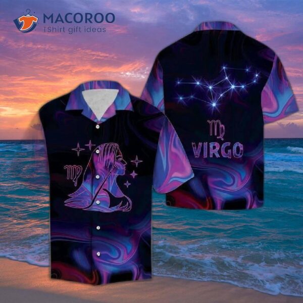 Amazing Virgo Horoscope Black And Purple Hawaiian Shirts