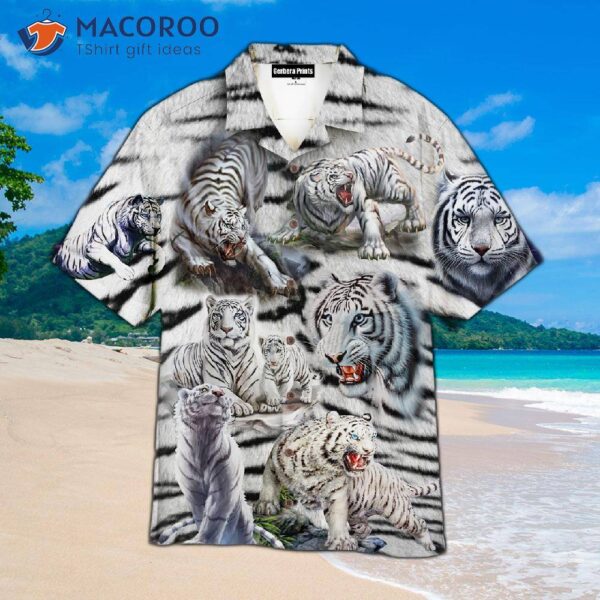 Amazing White And Tropical Grey Hawaiian Shirts