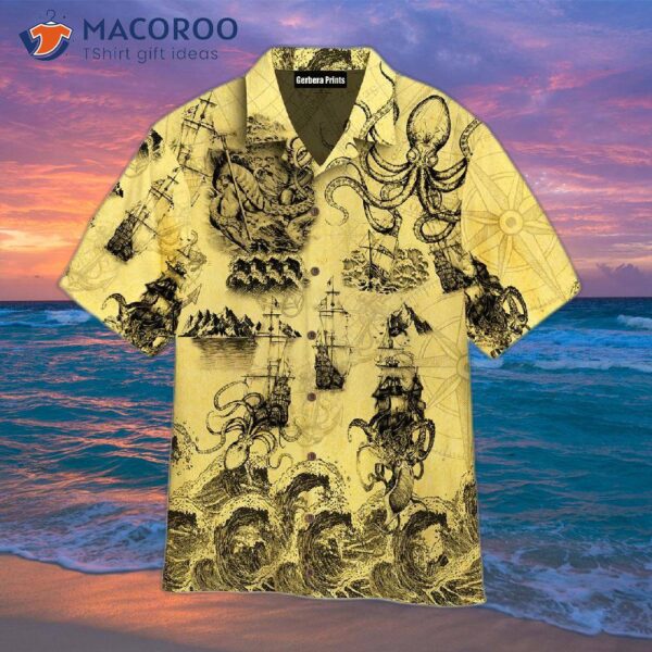 Amazing Yellow Hawaiian Octopus Shirt