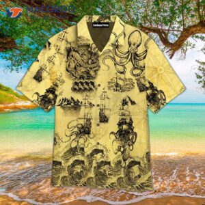 amazing yellow hawaiian octopus shirt 1