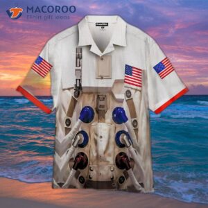 america astronaut costume white hawaiian shirt 0