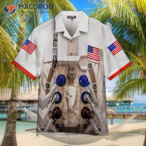 America Astronaut Costume White Hawaiian Shirt