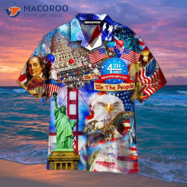 America Eagle Victory Independence Day Fourth Of July Outfit Patriotic Hawaiian Shirts