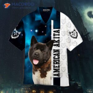 American Akita Dogs And White Hawaiian Shirts