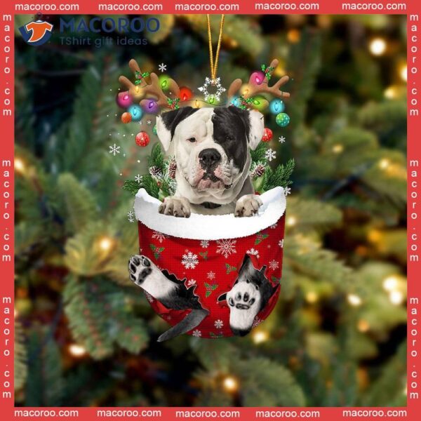 American Bulldog In Snow Pocket Christmas Custom-shaped Acrylic Ornament