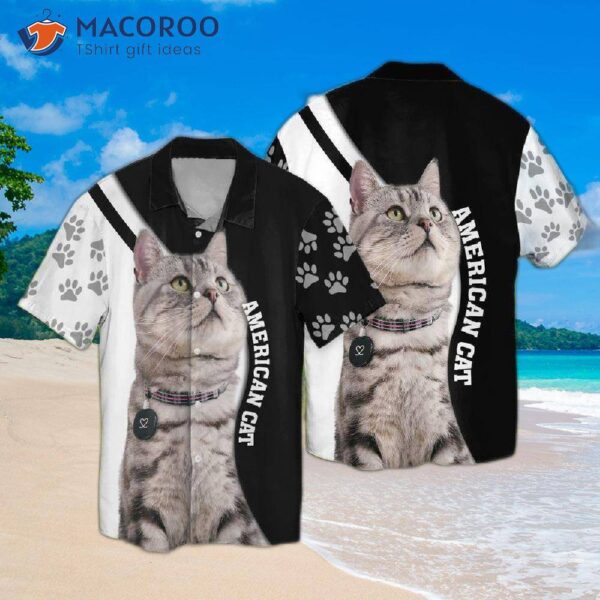 American Cat Lovers’ Black Hawaiian Shirt