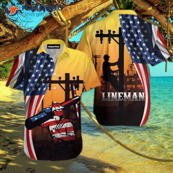 American Electrician Lineman Hawaiian Shirt