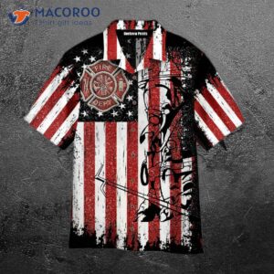 american flag and firefighter unisex red hawaiian shirts 0