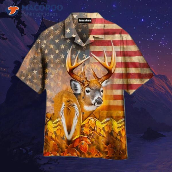 American Flag-deer Hunting Hawaiian Shirts