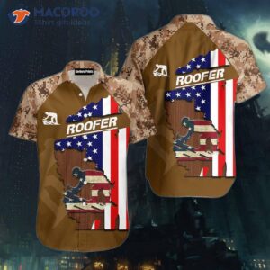 American Flag Patriotic Brown Hawaiian Rooftop Shirts