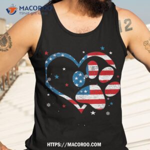 american flag patriotic dog cat paw print 4th of july shirt tank top 3