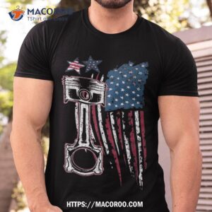 american flag piston vintage car patriotic enthusiast shirt tshirt