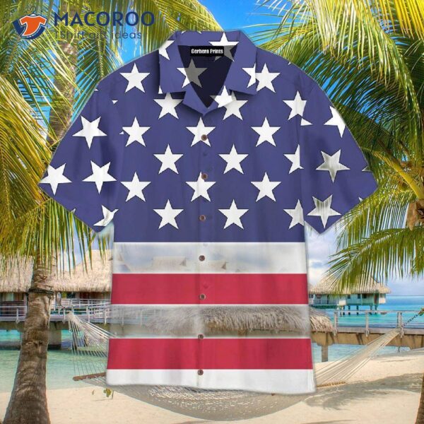 American Flag White And Purple Hawaiian Shirt