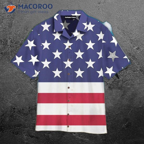 American Flag White And Purple Hawaiian Shirt