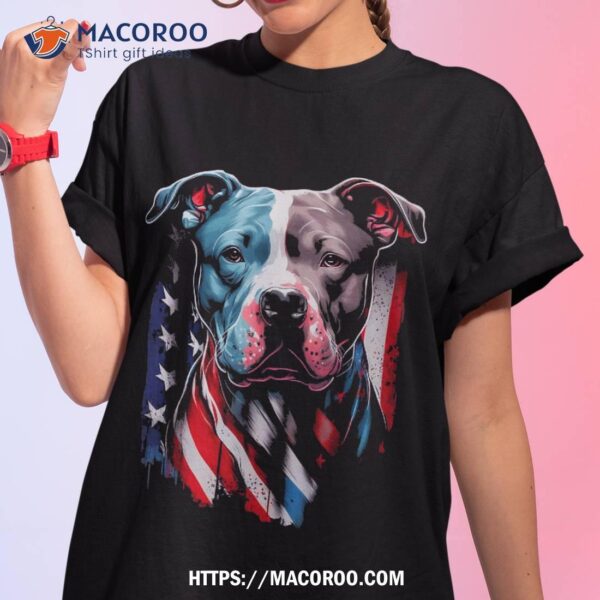 American Pitbull Terrier Usa Flag Patriotic Dog Shirt