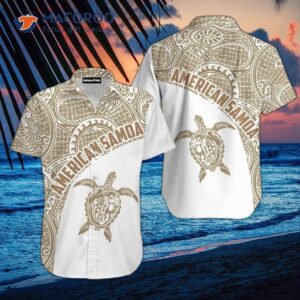 American Samoan Polynesian Turtle Pattern White Hawaiian Shirts