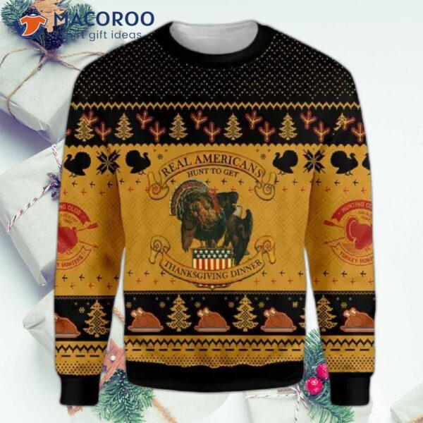 Americans Go Turkey Hunting For Thanksgiving In An Ugly Christmas Sweater.