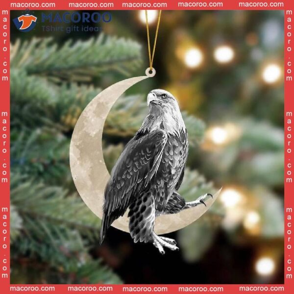 An Eagle Sits On The Moon, Hanging A Flat, Custom-shaped Christmas Acrylic Ornament.