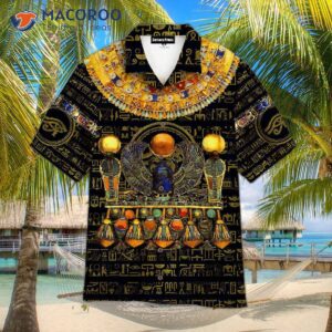 ancient egyptian gods khepri and hawaiian black shirt 0