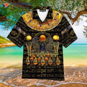 ancient egyptian gods khepri and hawaiian black shirt 1