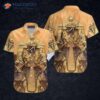Ancient Egyptian-style Brown Hawaiian Shirt