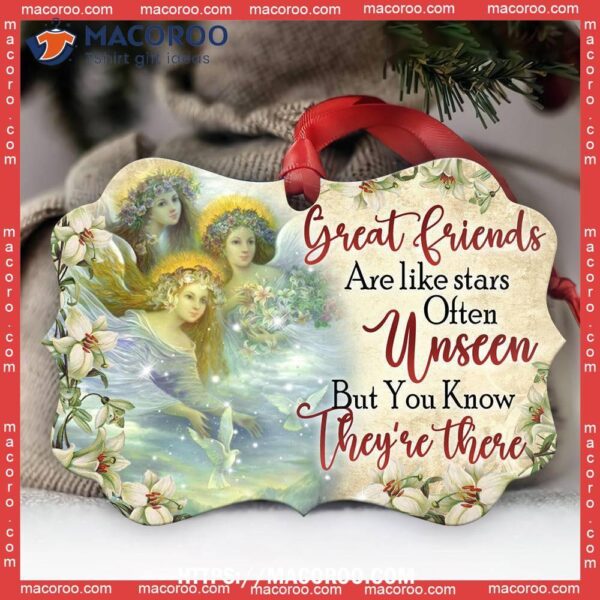 Angel Bestie Great Friends Are Like Stars Metal Ornament, Christmas Angel Ornaments