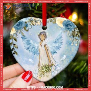 angel faith feathers appear when angels are near heart ceramic ornament black angel ornaments 2