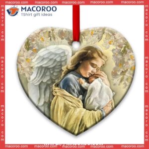 Angel Bestie Thank You For Being My Unpaid Therapist Heart Ceramic Ornament, Angel Christmas Decor